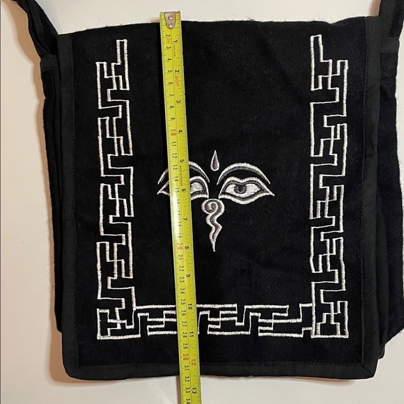 Black Buddha Eye Embroidery Crossbody Messenger Bag Goth Boho Indie Mystical Y2K - Picture 12 of 13